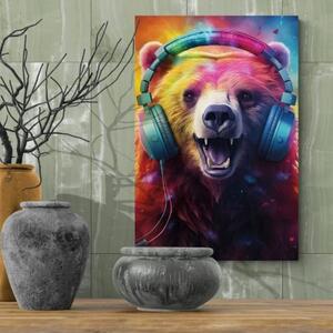 Obraz medveď so slúchadlami - 40x60