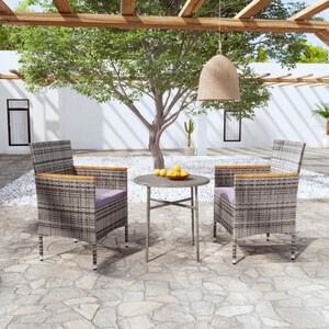 Maison Exclusive – 3-dielna záhradná jedálenská súprava z polyratanu, sivá