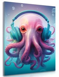 Obraz chobotnica so slúchadlami - 40x60