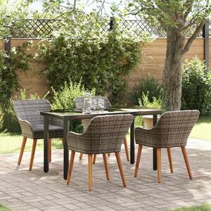 Maison Exclusive - Záhradný jedálenský set s vankúšom 5 pcs Sivá polyratan