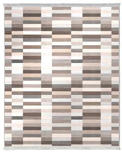 Textilný koberec s béžovo hnedými obdĺžnikmi - 160 x 230 cm , Tkaný interiérový, bytový, kusový koberec z polyesterového textilu, obdĺžnikový, saxon, moderný, so vzorom
