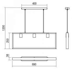 Redo 01-1665 - Luster na lanku TIMBER 3xE27/42W/230V