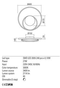 Redo 01-1790 - Stmievateľné LED nástenné svietidlo TORSION LED/27W/230V bronzové