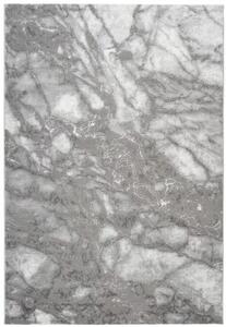 Dlhý strieborný koberec Mramor - 80 x 300 cm , Tkaný, bytový koberec, kusový, obdĺžnikový tvar, z polypropylénu a polyesteru, s krátkym vlasom, moderný štýl