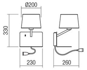 Redo 01-1807 - LED Nástenné svietidlo TOMO 1xE27/42W/230V+LED/3W