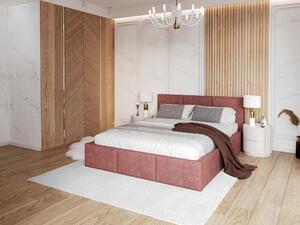 Čalúnená manželská posteľ s úložným priestorom Izabela - ružová Rozmer: 140x200