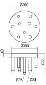 Redo 01-2040 - LED Stropné svietidlo MADISON 9xLED/4W/230V meď