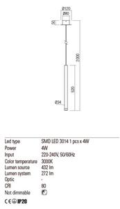 Redo 01-2045 - LED Luster na lanku MADISON LED/4W/230V čierna
