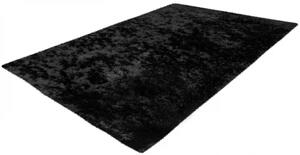 Čierny koberec Perleťový úplet - 80 x 150 cm , Tkaný, interiérový, bytový, kusový, obdĺžnikový koberec, z polyesteru, s dlhým vlasom, jednofarebný, moderný štýl
