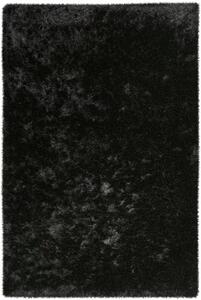 Čierny koberec Perleťový úplet - 120 x 170 cm , Tkaný, interiérový, bytový, kusový, obdĺžnikový koberec, z polyesteru, s dlhým vlasom, jednofarebný, moderný štýl