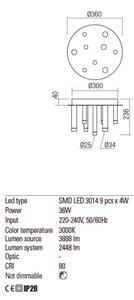 Redo 01-2040 - LED Stropné svietidlo MADISON 9xLED/4W/230V meď