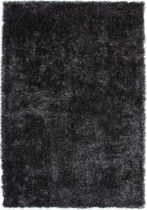 Antracitový koberec Perleťový úplet - 120 x 170 cm , Tkaný, interiérový, bytový, kusový, obdĺžnikový koberec, z polyesteru, s dlhým vlasom, jednofarebný, moderný štýl