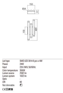 Redo 01-2038 - LED Nástenné svietidlo MADISON 6xLED/4W/230V čierna