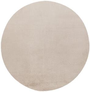 Chlpatý krémový kruhový koberec RAJ - 120 x 120 cm , Tkaný, interiérový, bytový, kusový, kruhový koberec, z polyesteru, s vysokým vlasom, shaggy, jednofarebný, moderný štýl