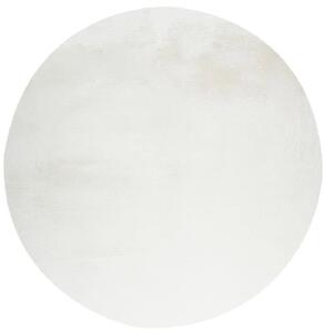 Chlpatý biely kruhový koberec RAJ - XS