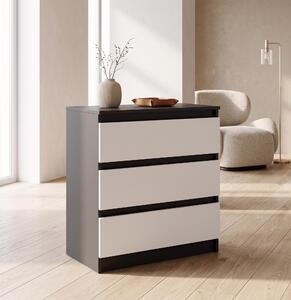 Moderná komoda s 3 zásuvkami | Biela doplnková skrinka | Komoda so zásuvkami 70 x 74,5 x 40 cm | Do spálne, obývačky a predsiene, antracitová / biela