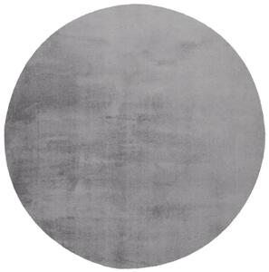 Chlpatý strieborný kruhový koberec RAJ - XS