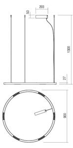 Redo 01-2207 - LED Luster na lanku UNION LED/50W/230V 3000K pr. 90 cm čierna