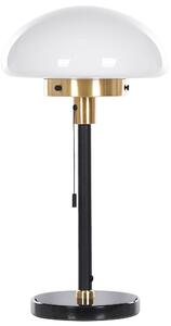 Stolná lampa čierna biela zlatá sklo železo 55 cm pologuľovité tienidlo nočná lampa retro štýl spálňa