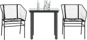 Maison Exclusive – 3-dielna záhradná jedálenská súprava z ierneho polyratanového skla