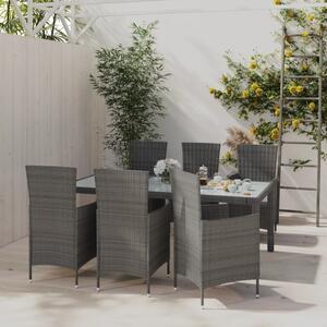 Maison Exclusive – 7-dielna záhradná jedálenská súprava s vankúmi Poly Rattan Grey