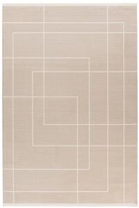 Pruhovaný koberec v béžovej farbe - 200 x 290 cm , Tkaný, interiérový, bytový, kusový, obdĺžnikový koberec, z polypropylénu, s krátkym vlasom, jednofarebný, minimalistický a moderný štýl