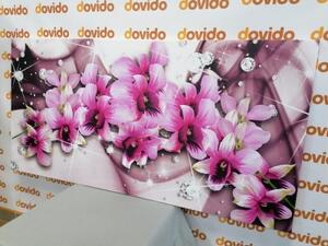 Obraz fialové kvety na abstraktnom pozadí - 100x50