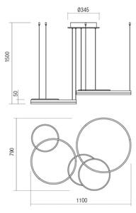 Redo 01-2609 - LED Stmievateľný luster na lanku SIGUA LED/114W/230V 3000K zlatá