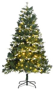 Umelý výklopný vianočný stromček 150 LED a vločky snehu 120 cm
