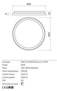 Redo 01-2670-LED Stmievateľné stropné svietidlo ICONIC LED/50W/230Vpr. 58 cm zlatá
