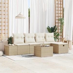 Maison Exclusive - Záhradná súprava s vankúmi 6 ks Béová Poly-rattan