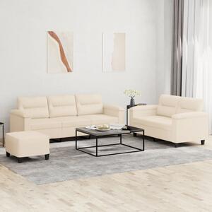 Maison Exclusive – 3-dielna sedacia súprava s vankúšmi, béžová mikrovlákna