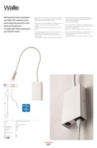 Redo 01-2754 - LED Flexibilná lampička WALLIE LED/3W/230V USB CRI 90 biela
