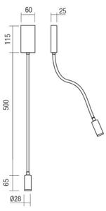 Redo 01-2754 - LED Flexibilná lampička WALLIE LED/3W/230V USB CRI 90 biela