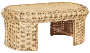 Záhradný konferenčný stolík prírodný ratan 96 x 60 cm vonkajší boho štýl exteriér záhrada terasa balkón