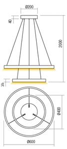 Redo 01-2891 - LED Stmievateľný luster na lanku FEBE LED/62W/230V čierna