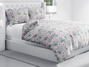 Biante Bavlnené posteľné obliečky Sandra SA-178 Kvitnúce ruže na sivom Jednolôžko 140x200 a 70x90 cm