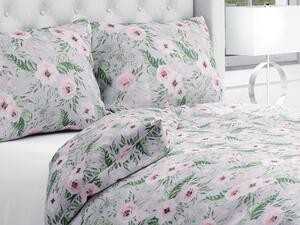 Biante Bavlnené posteľné obliečky Sandra SA-178 Kvitnúce ruže na sivom Predĺžené 140x220 a 70x90 cm
