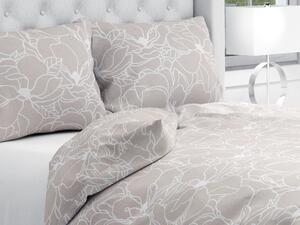 Biante Bavlnené posteľné obliečky Sandra SA-270 Biele designové kvety na béžovom Jednolôžko 140x200 a 70x90 cm