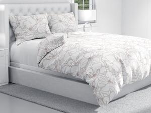 Biante Bavlnené posteľné obliečky Sandra SA-268 Béžové designové kvety na bielom Predĺžené 140x220 a 70x90 cm