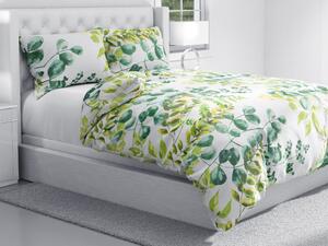 Biante Bavlnené posteľné obliečky Sandra SA-244 Eukalyptus na bielom Predĺžené 140x220 a 70x90 cm