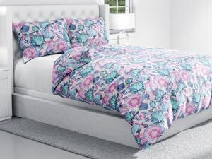 Biante Bavlnené posteľné obliečky Sandra SA-237 Tyrkysovo ružové orientálne kvety Predĺžené 140x220 a 70x90 cm