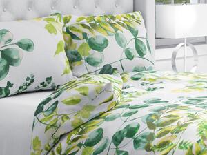 Biante Bavlnené posteľné obliečky Sandra SA-244 Eukalyptus na bielom Predĺžené 140x220 a 70x90 cm