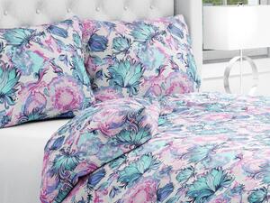Biante Bavlnené posteľné obliečky Sandra SA-237 Tyrkysovo ružové orientálne kvety Jednolôžko 140x200 a 70x90 cm