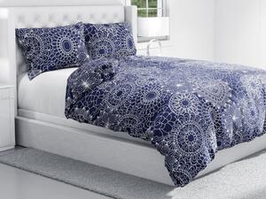 Biante Bavlnené posteľné obliečky Sandra SA-273 Biele mandaly na tmavo modrom Predĺžené 140x220 a 70x90 cm