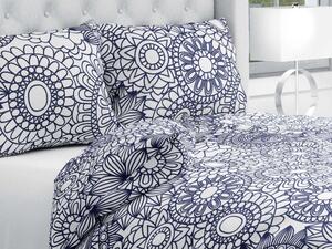 Biante Bavlnené posteľné obliečky Sandra SA-274 Tmavo modré mandaly na bielom Jednolôžko 140x200 a 70x90 cm