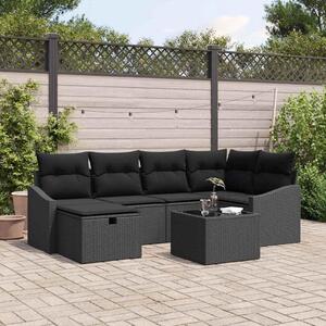 Maison Exclusive - Sedacia súprava s vankúšmi s úložným priestorom Čierna Poly-rattan