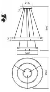 Redo 01-3178 - LED Stmievateľný luster na lanku CASTLE LED/60W/230V zlatá
