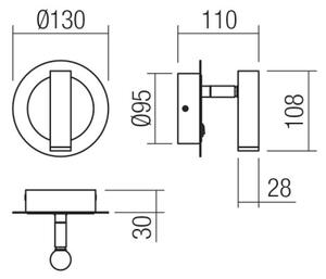 Redo 01-3090 - LED Nástenné bodové svietidlo CLOSER LED/6W/230V čierna