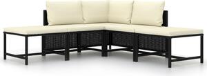Maison Exclusive – 5-dielna záhradná sedacia súprava s vankúmi, ierna, z polyrotangu